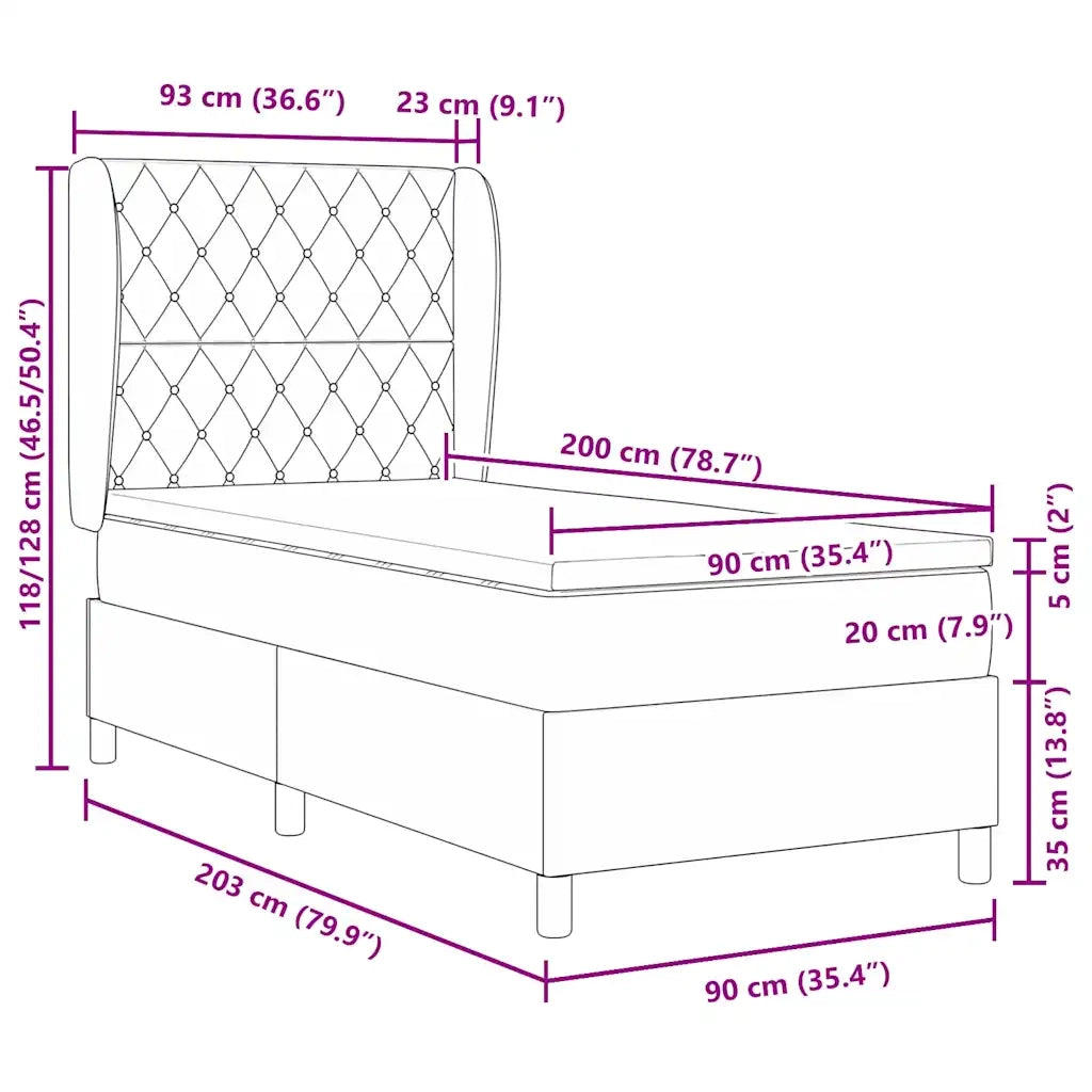 Letto a molle con testiera Grigio chiaro 200 x 90 cm Poliestere 3340856