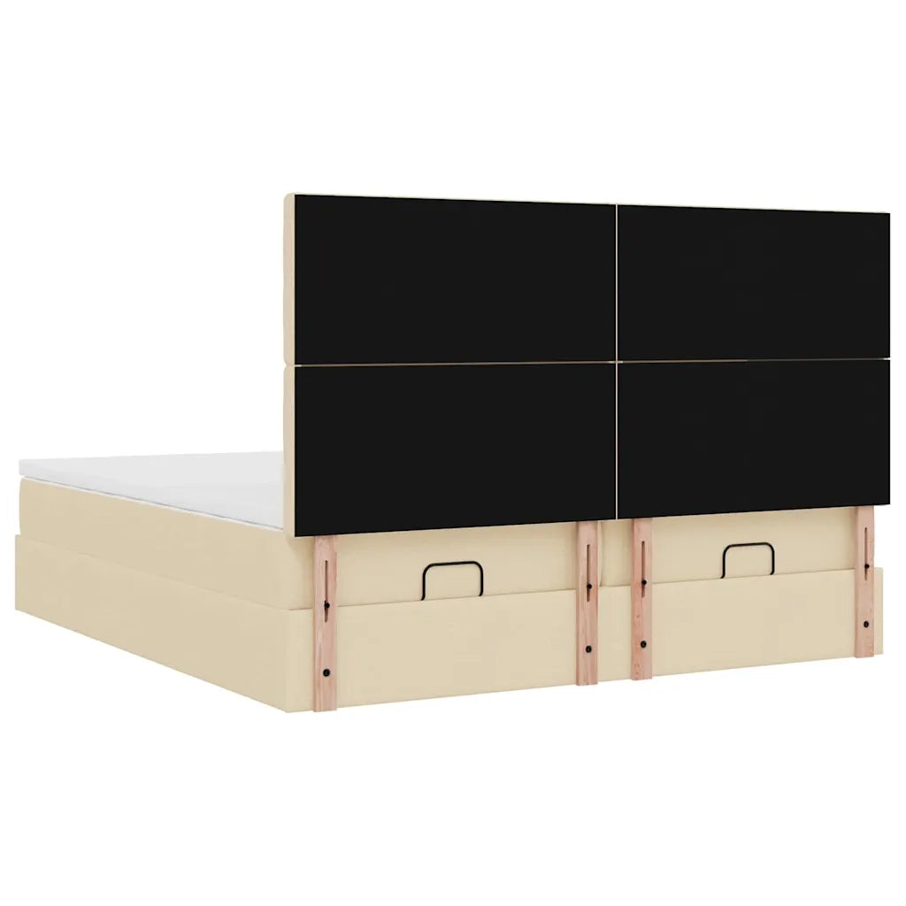 Struttura Letto Pouf con Materassi Crema 180x200 cm in Tessuto 3314588