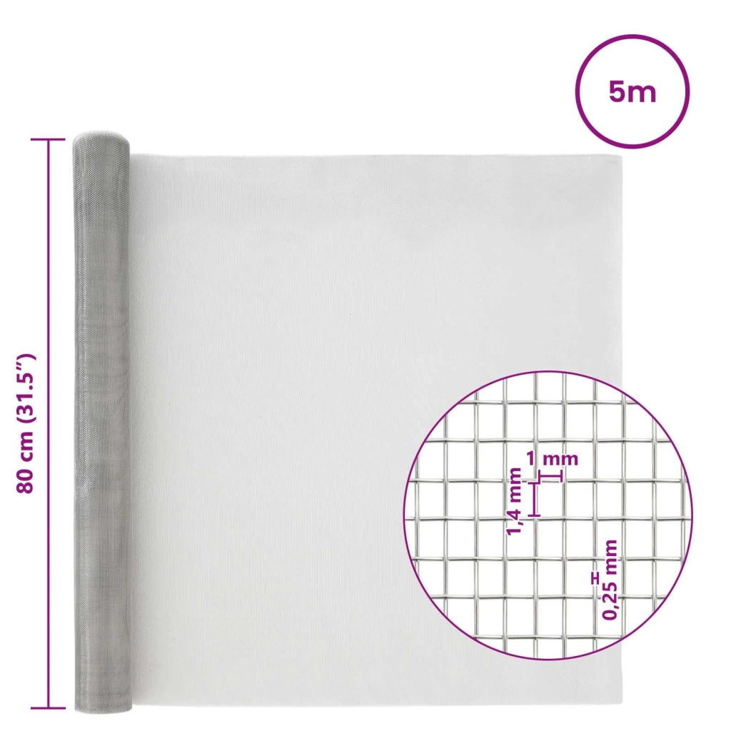 Rete per schermatura 80 x 500 cm 18 Mesh Argento 42039617
