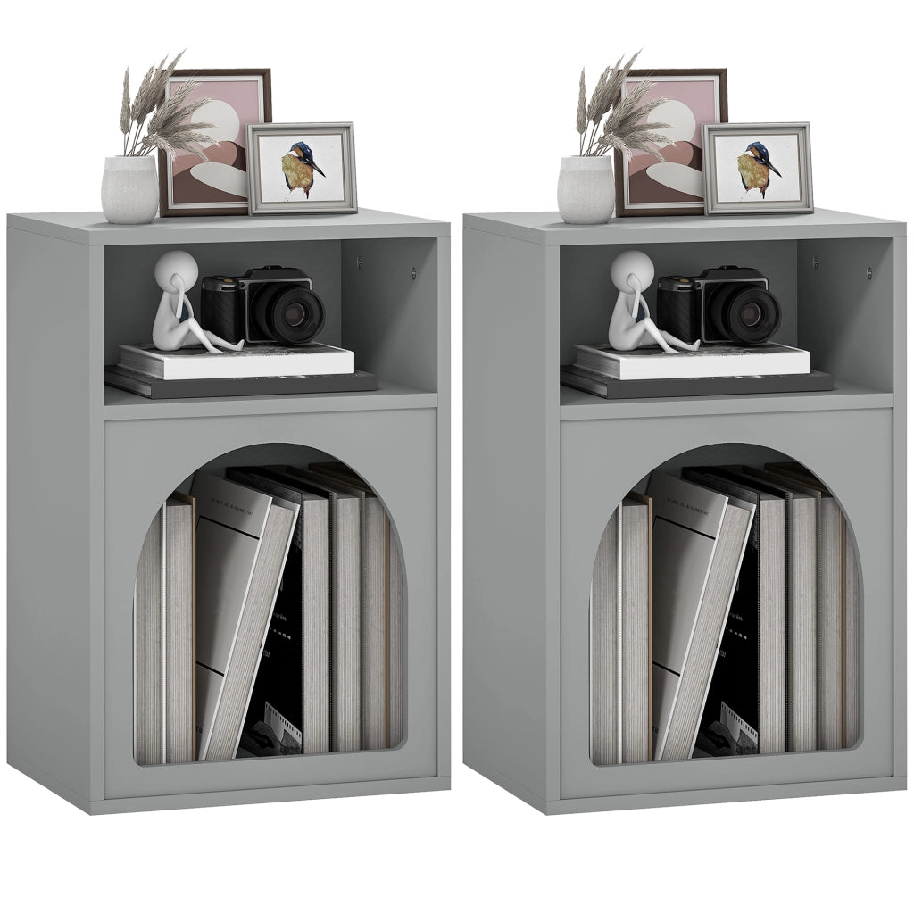 Set 2 comodini con ripiano aperto design moderno ¨C Xylo ¨C grigio 40x30x60 cm