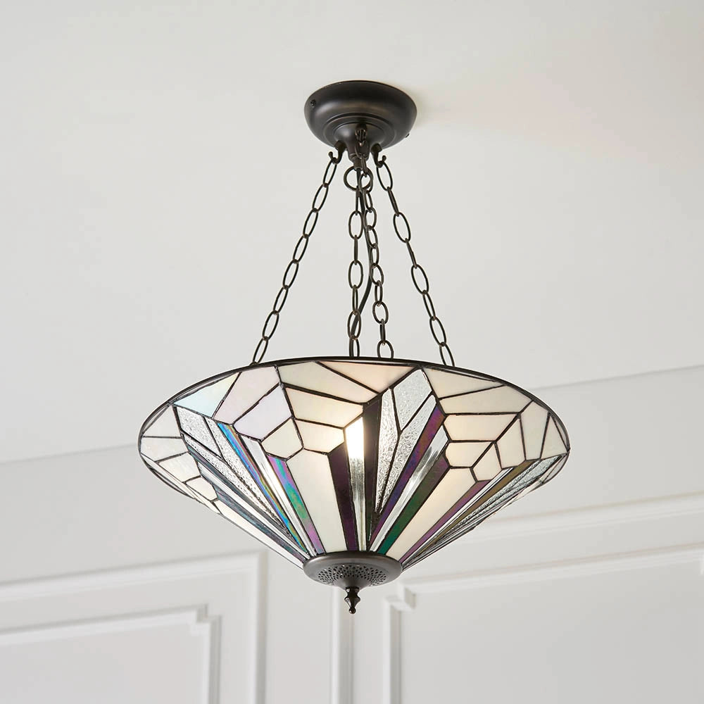 Lampada a sospensione Tiffany vetro multicolore 3xE27