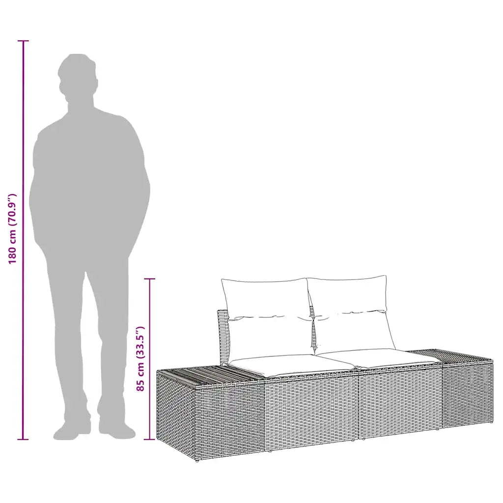 Divano da giardino con cuscino Nero 184 x 62 x 69 cm polyrattan 42006801