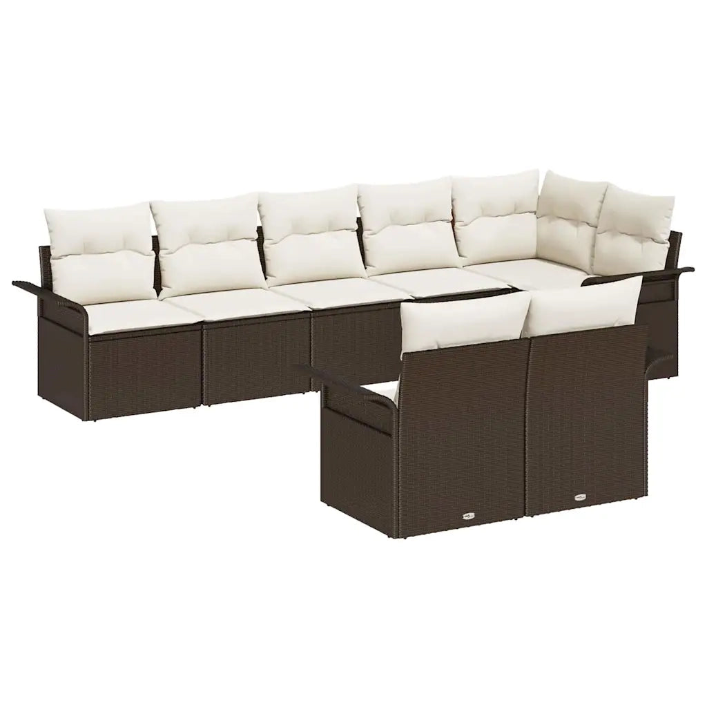 Set Divano da Giardino con cuscino 8 pcs Marrone polyrattan 3345408