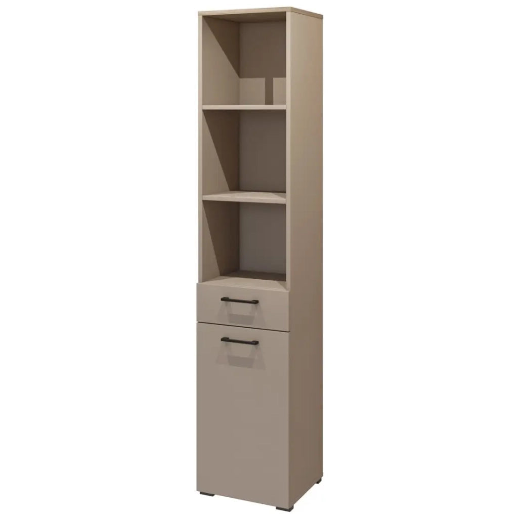 Set di mobili contenitori per lavatrice e asciugatrice collezione WASHING - Taupe e quercia