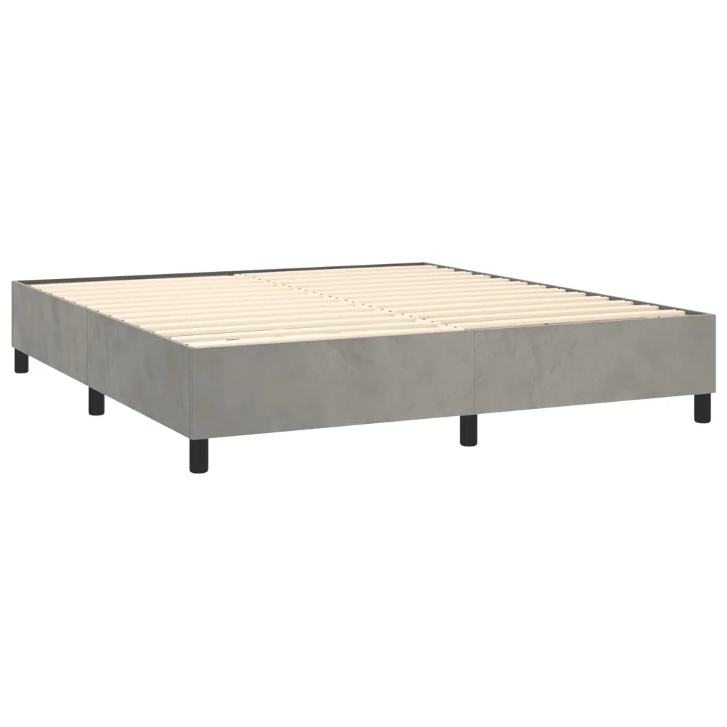Letto a Molle Materasso e LED Grigio Chiaro 180x200 cm Velluto 3136257