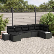 Set Divano da Giardino con cuscino 7 pcs Nero polyrattan 3355822