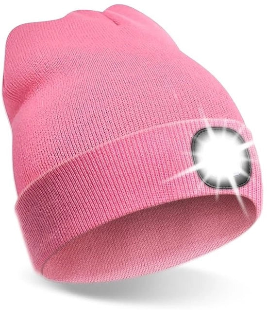 Cappello LED Riscaricabile per Attività Invernali, Rosa