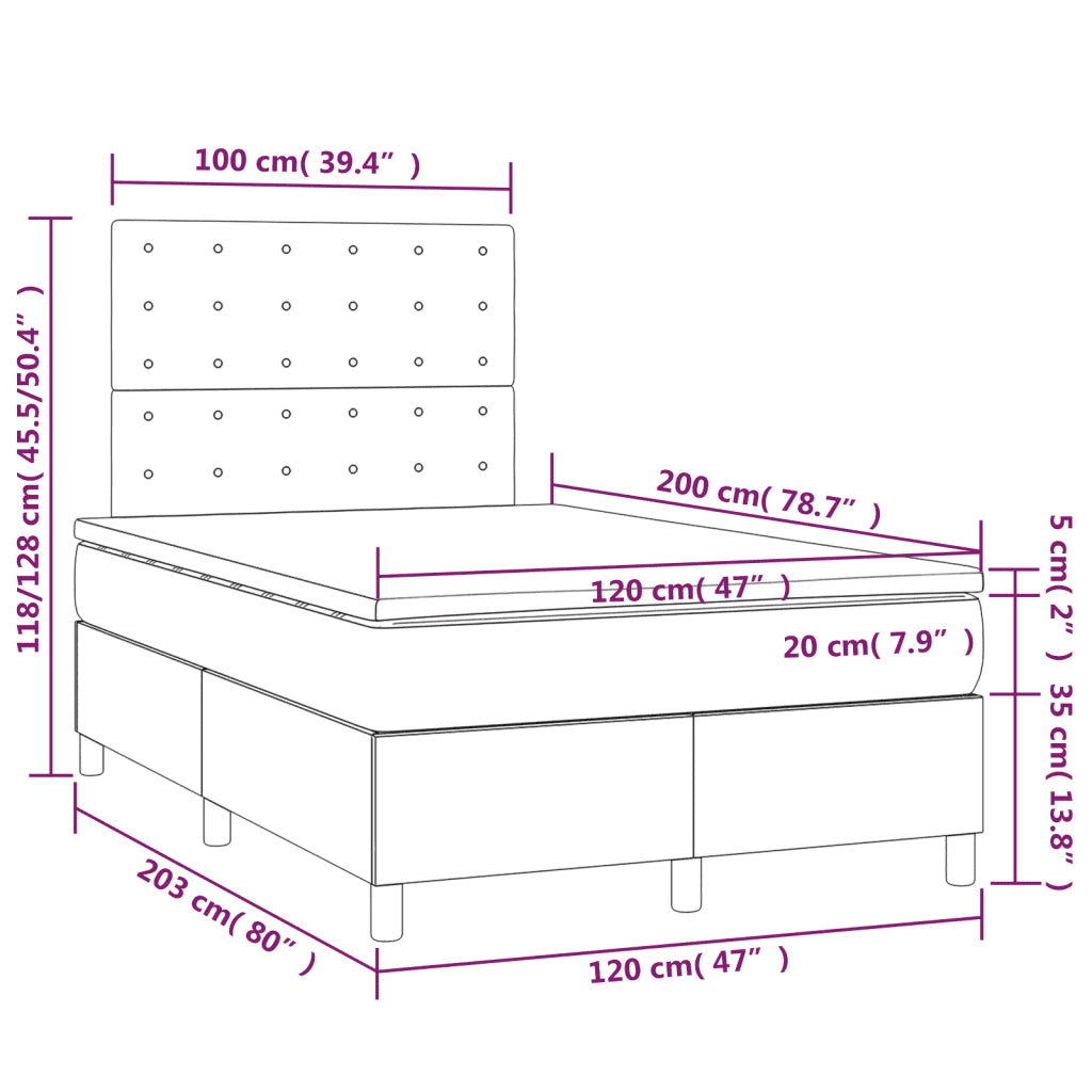 Giroletto a Molle con Materasso Rosa 120x200 cm in Velluto 3143258