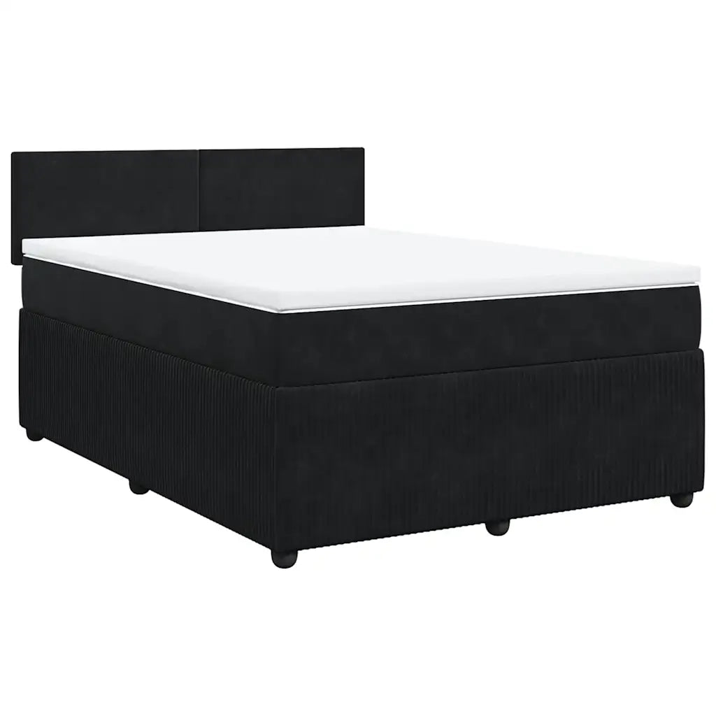 Giroletto a Molle con Materasso Nero 140x200 cm in Velluto 3290054