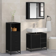 Set di mobili per il bagno 3 pcs Rovere Nero Legno multistrato 3402425