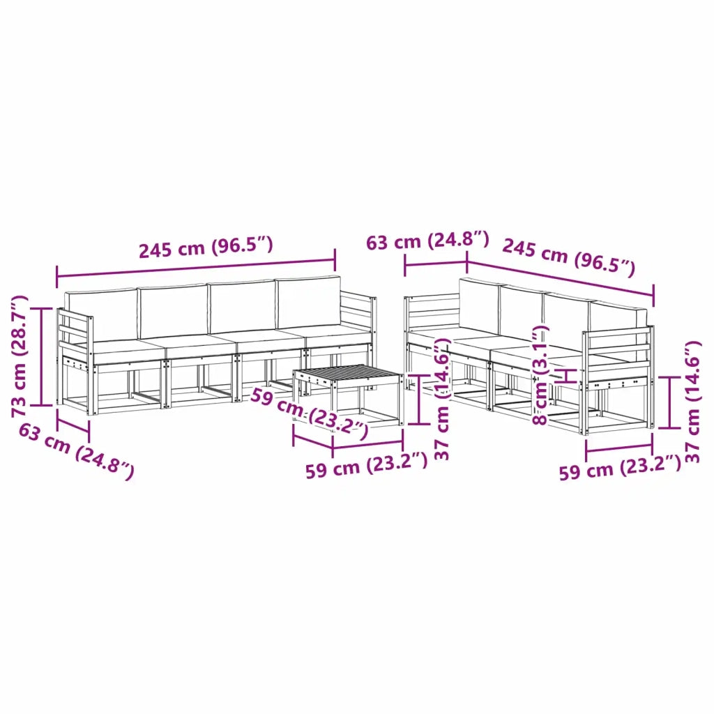 Set di divani da esterno 9 pz Bianco e Beige 3387407