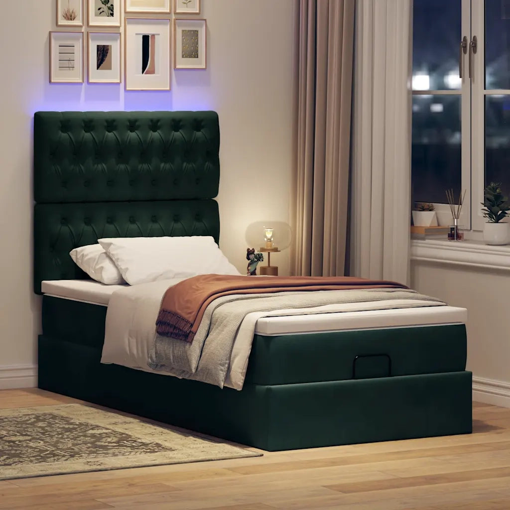 Struttura Letto Pouf con Materassi 90x200 cm in Velluto 3314369