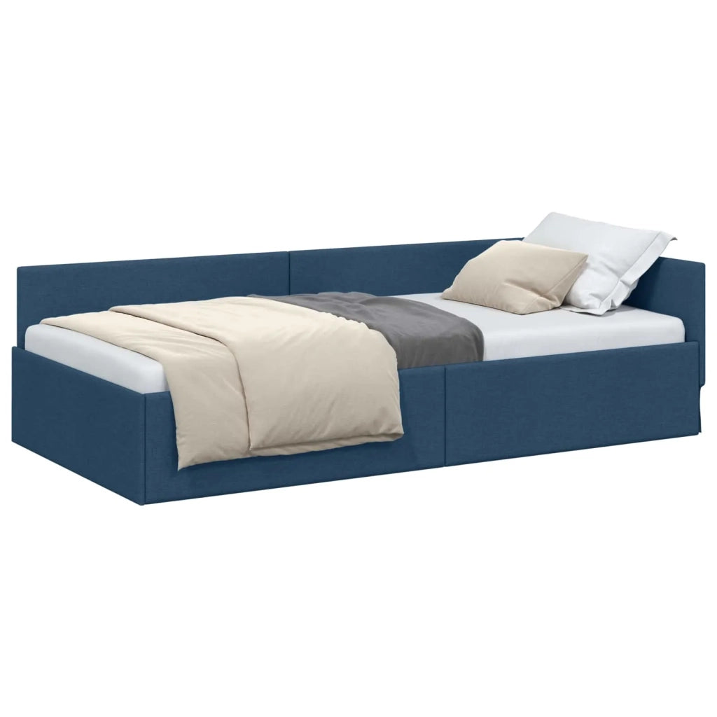 Cornice del letto ad angolo Blu 90 cm x 190 cm Tessuto 42016042