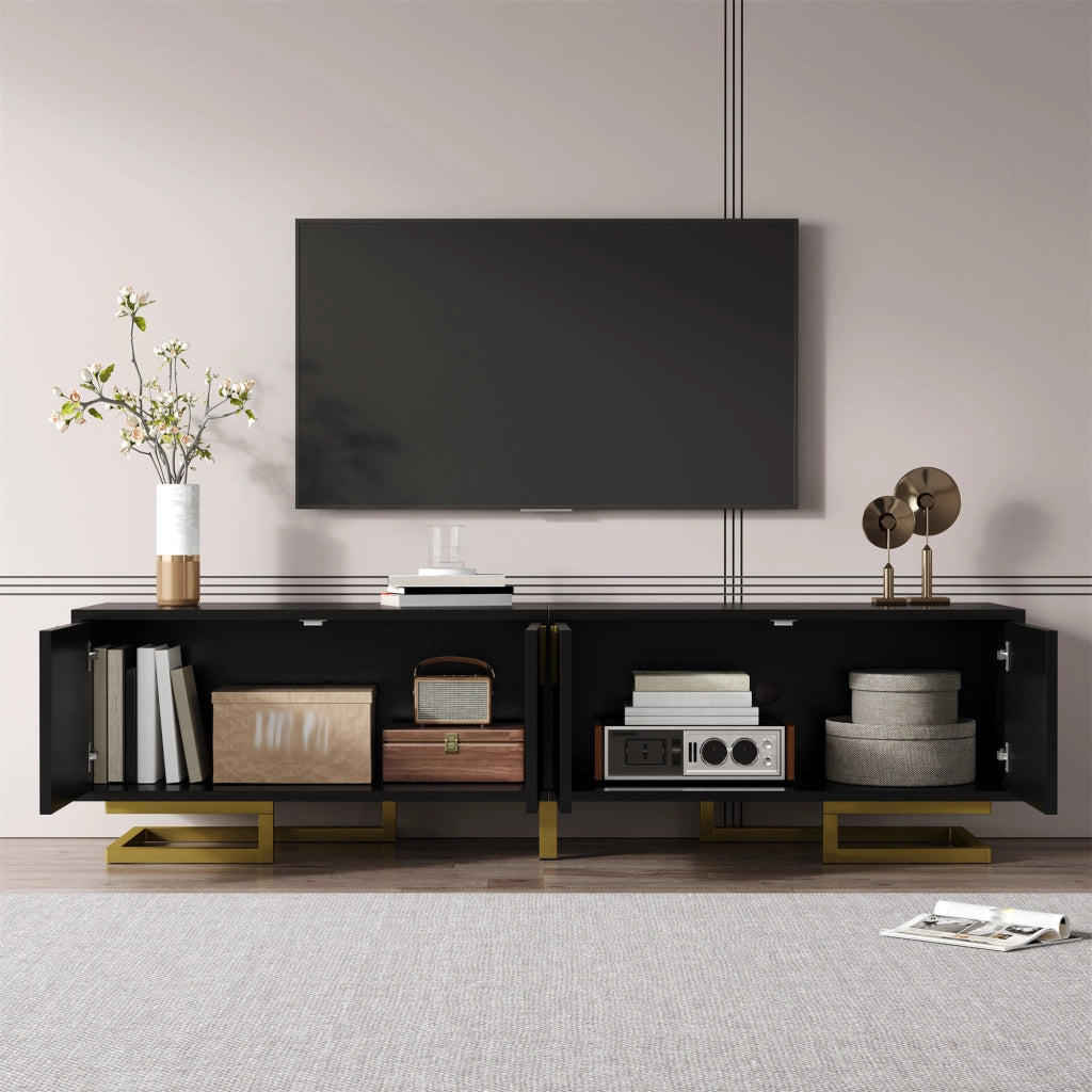Cassettiera TV nera in truciolato lunghezza 160 cm