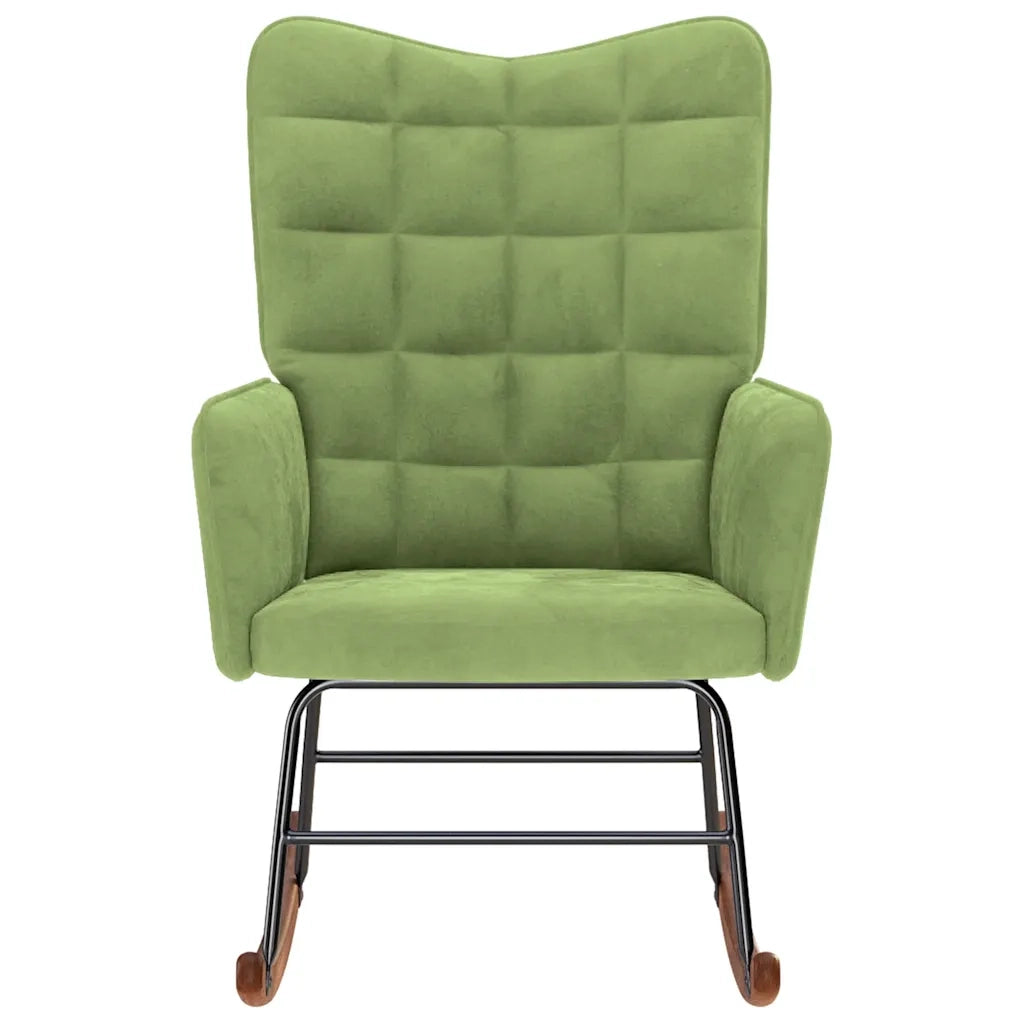 Sedia a Dondolo Verde Chiaro in Velluto 4016835