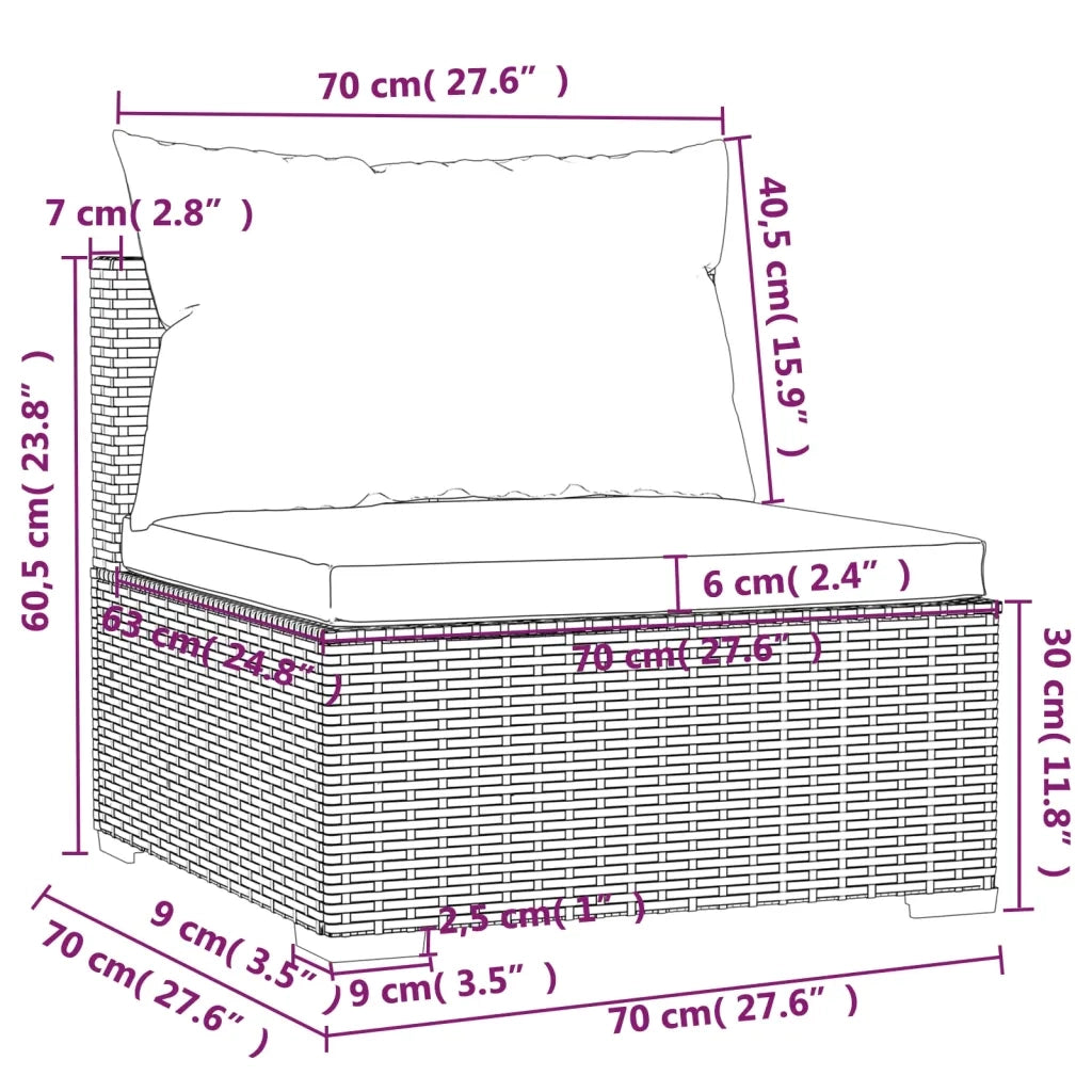 Set Divani da Giardino 11 pz con Cuscini in Polyrattan Marrone 3102811