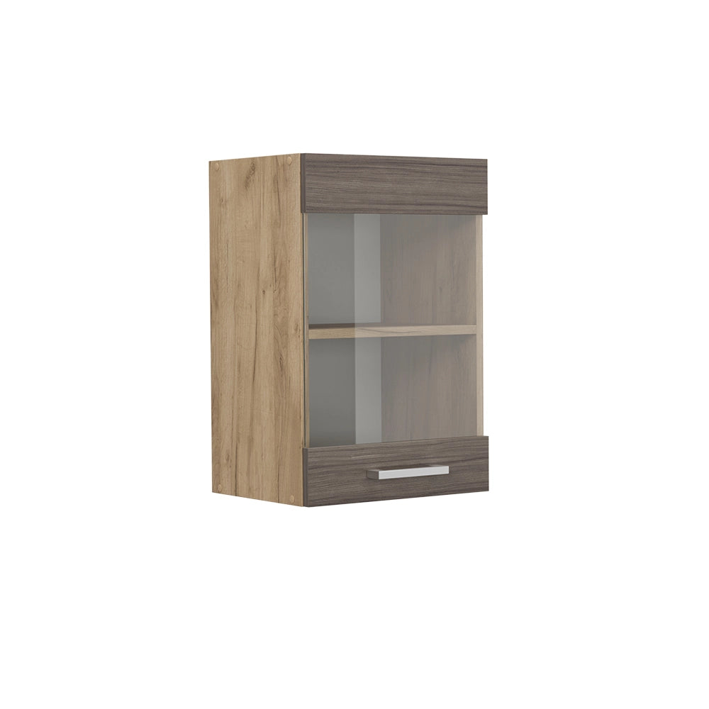 Mobile da cucina in vetro R-Line Grigio nobile/Rovere dorato 40 cm Vicco