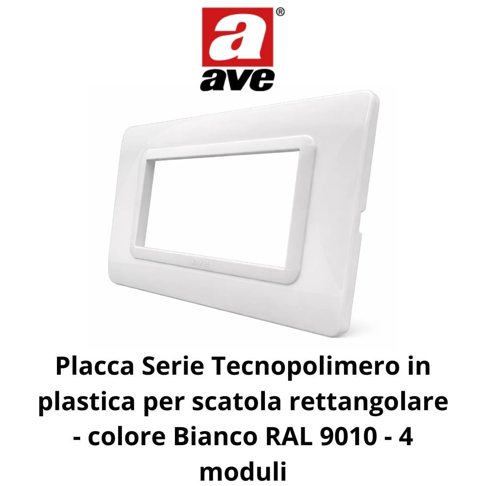 Placa ave s44 bianco in tecnopolimero design elegante *** numero posti 4 moduli, confezione 1