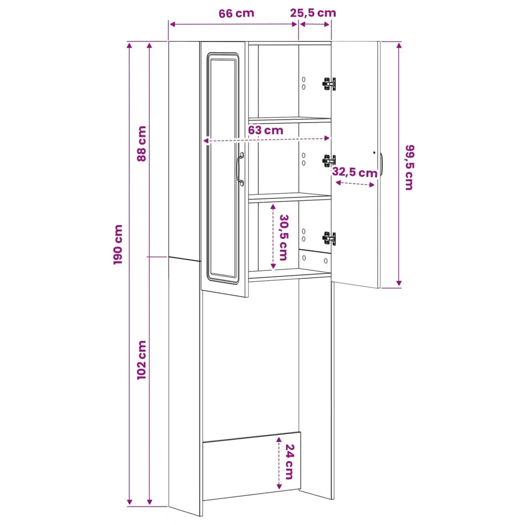 Mobile Bagno UTRECHT Nero 66 x 25,5 x 190 cm 897796