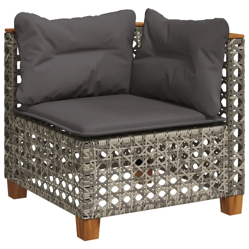 Set Divano da Giardino 9 pz con Cuscini Grigio in Polyrattan 3261963
