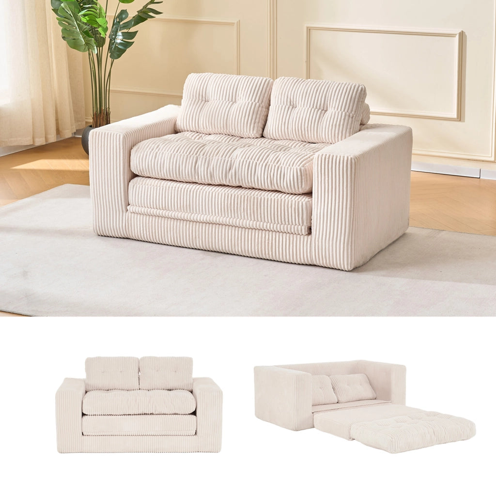 Divano Letto 2 Posti con Memory Foam ¨C Xylo ¨C Velluto a Coste, Compatto
