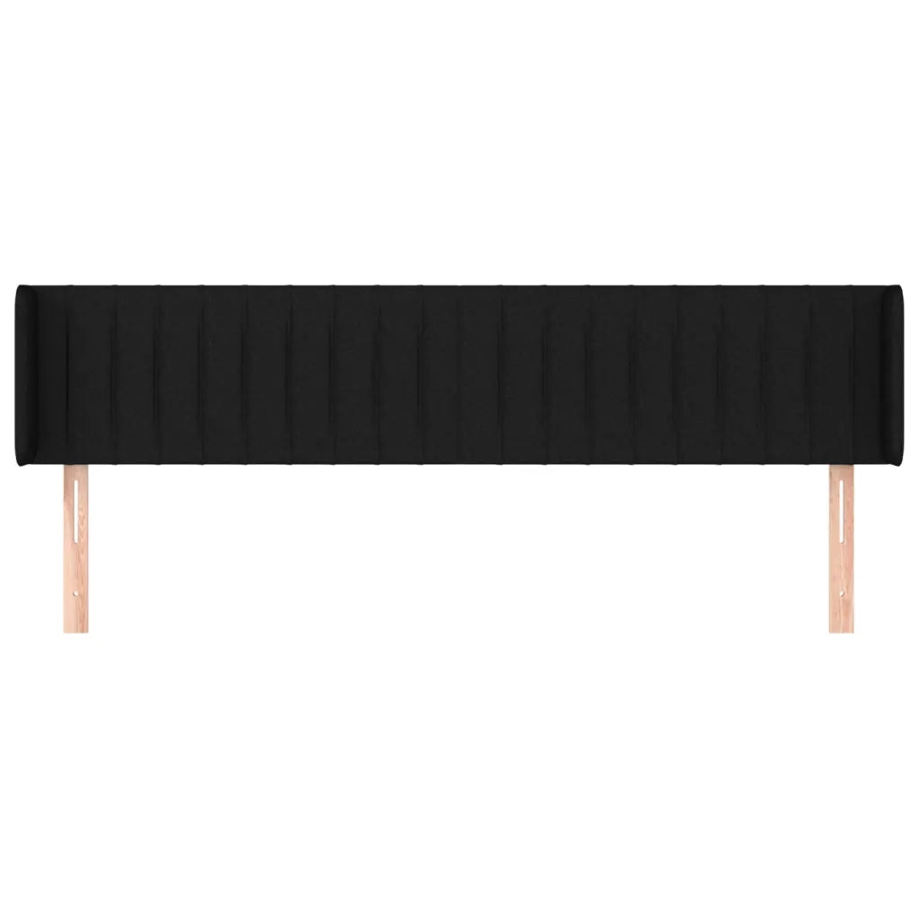 Testiera | Testata ad Orecchio Nera 203x16x78/88 cm in Tessuto
