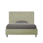 BS COM Letto una piazza e mezza con rete imbottito 120x210 microfibra tè verde