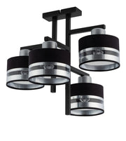Plafoniera Pro 4 luci E27 nero/argento Sigma moderna