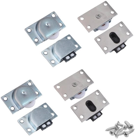 Set di Rulli di Scorrimento in Nylon/Ruggine Inox - 4 pezzi - Rulli per Mobili - Rulli per Armadio/Cassettone - Hardware per Porta Scorrevole - Accessori di Alta Qualità - Rulli Scorrevoli