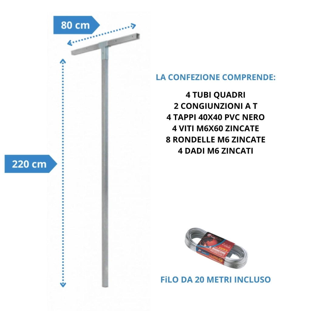 Andrys Stendi Biancheria Esterno Smontabile Verde H220cm (Filo 20m)