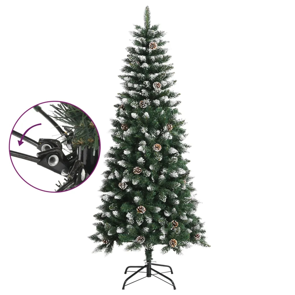 Albero di Natale Artificiale-Albero Natalizio con Base Verde 150 cm PVC 999851