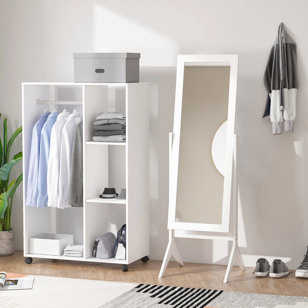 Specchio da Parete con Piede Bianco ¨C Zephmum ¨C MDF 47x46x148 cm
