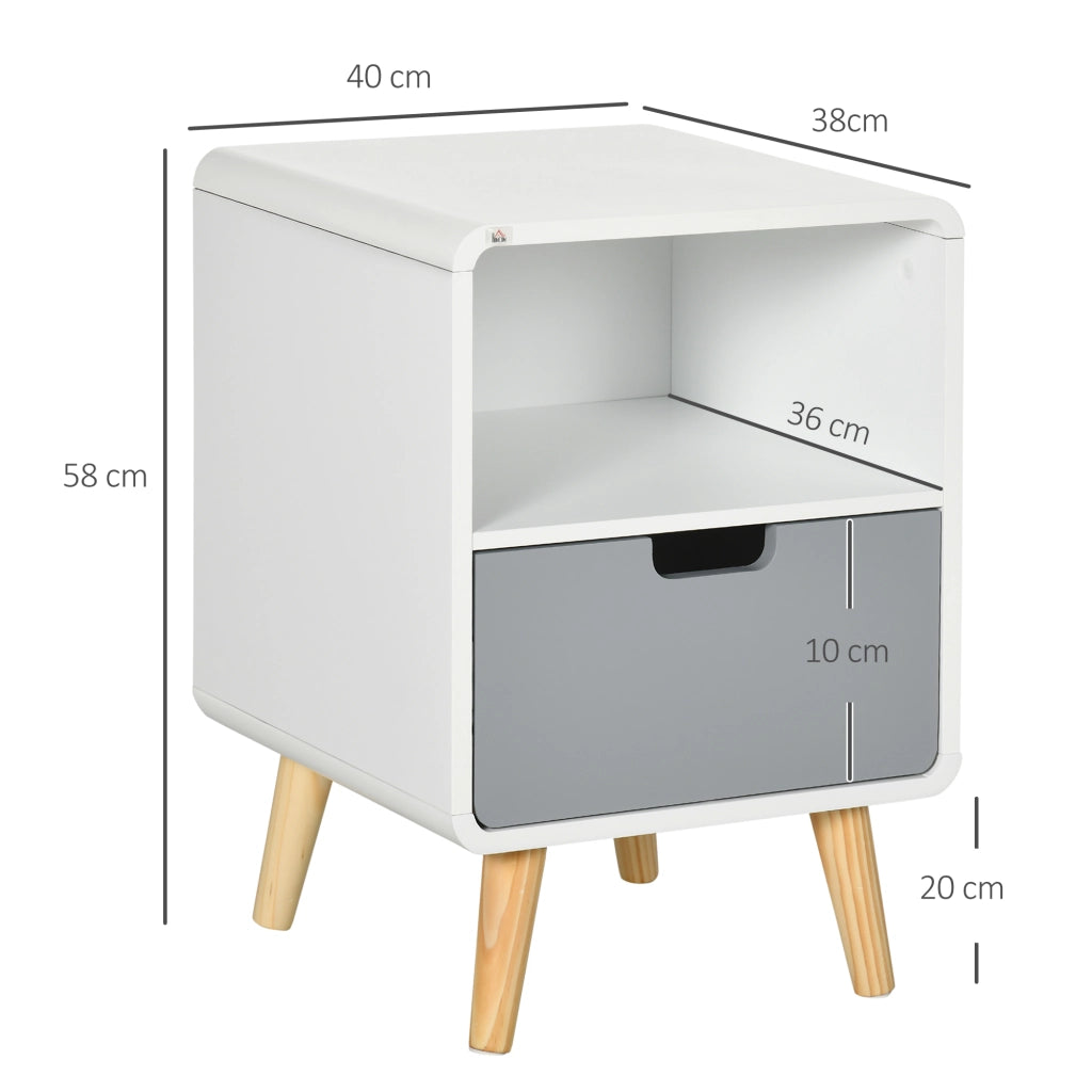 Comodino ¨C Minimal ¨C Bianco Legno Multistrato 40x38x58