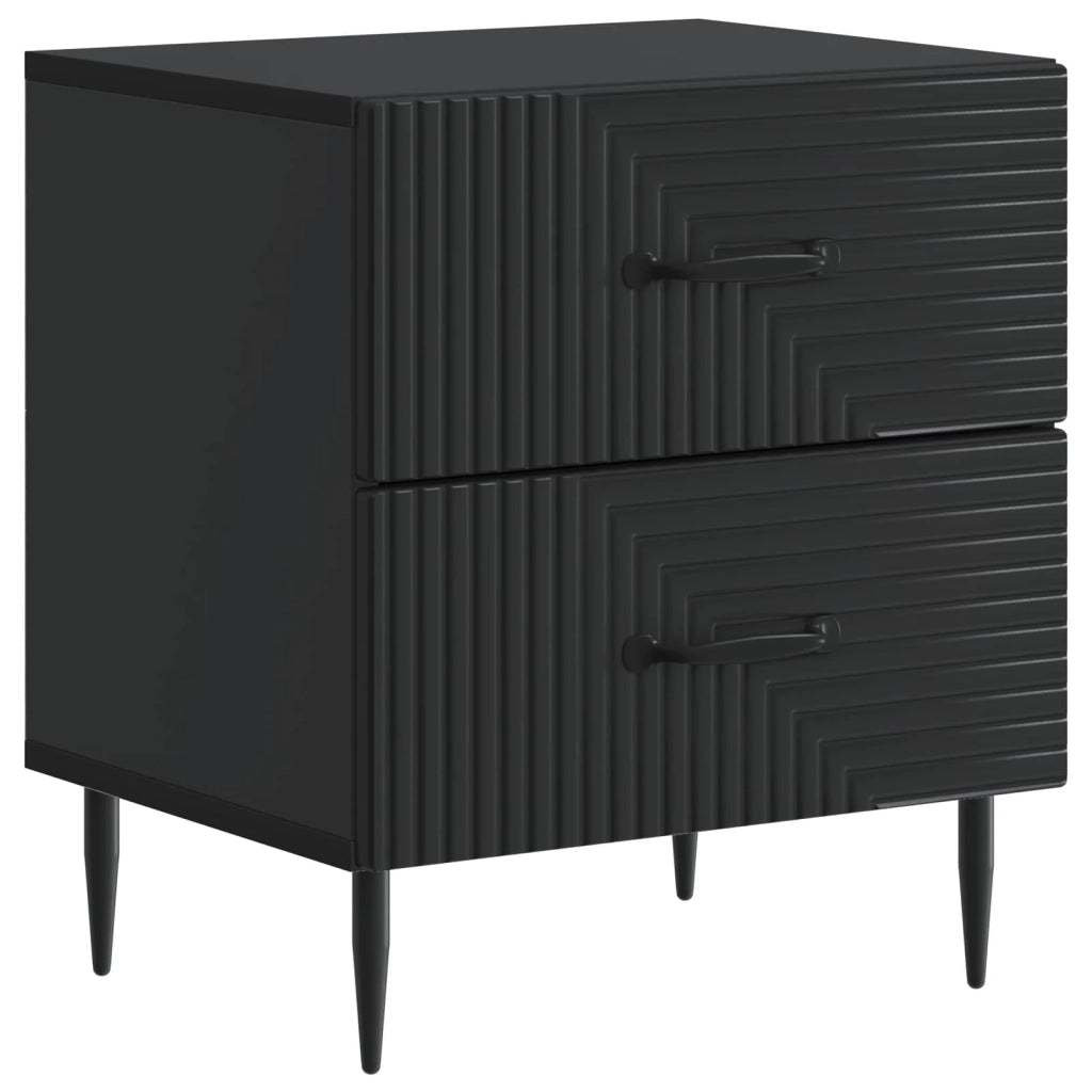 Comodino | Armadio da Notte | Mobiletto da notte Nero 43 x 34,5 x 47,5 cm Legno ingegnerizzato