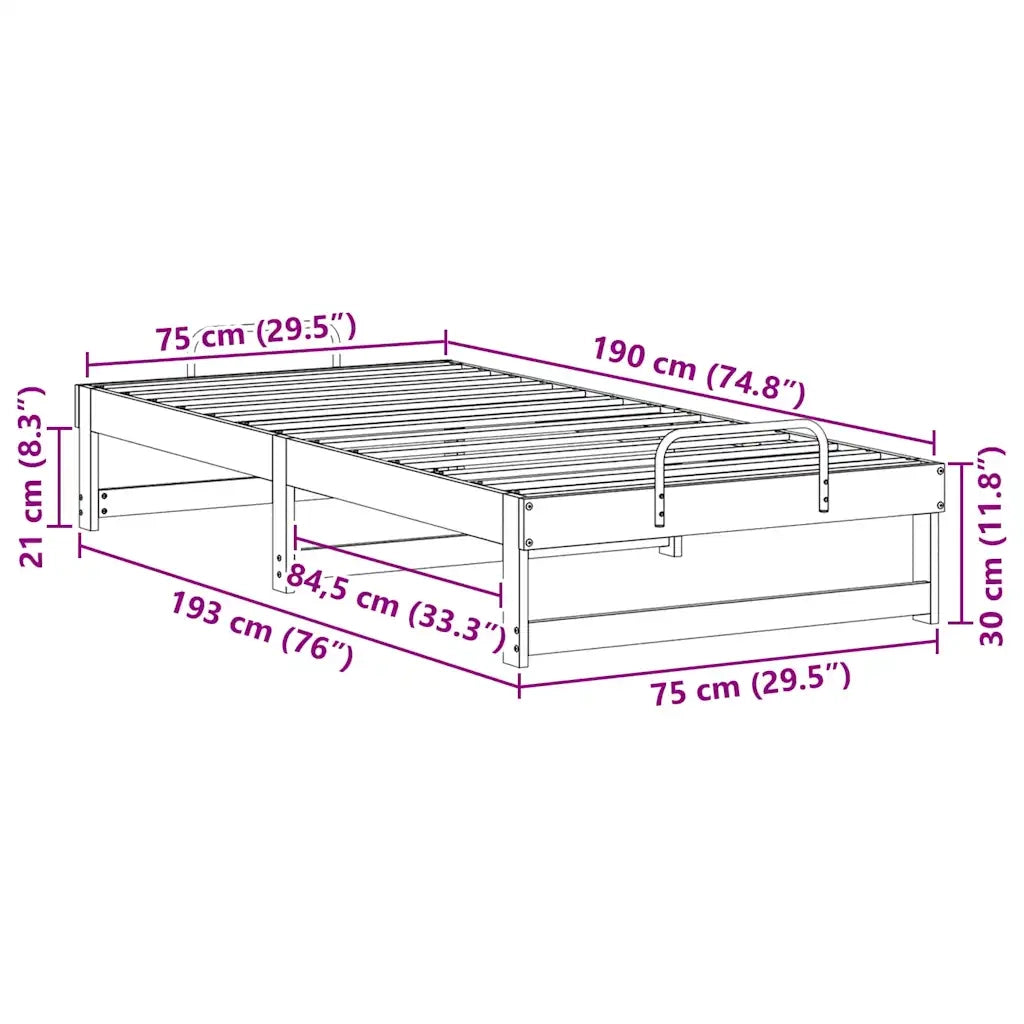 Struttura del letto Marrone 75 x 190 cm Pino massello 873154