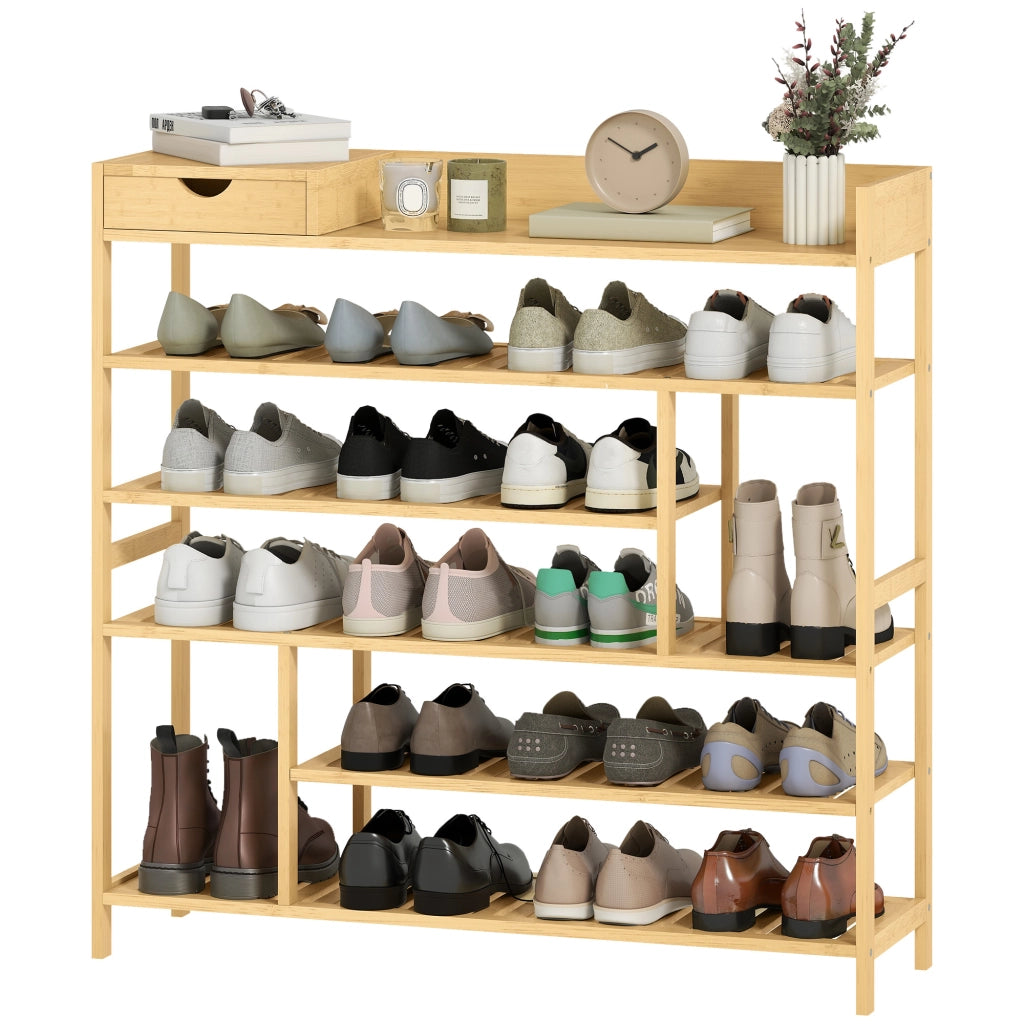 Cassa per scarpe in bamb¨´ con cassetti 6 livelli ¨C zephmum ¨C Bianco 60x40x138