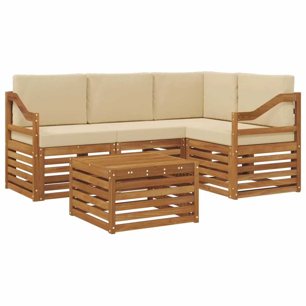 Set di divani da esterno 5 pz Naturale e Beige Poliestere 3374788