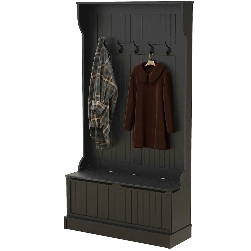 Scarpiera con Banco e 5 Ganci ¨C Minimal ¨C 96x34x180 cm Nero Moderno