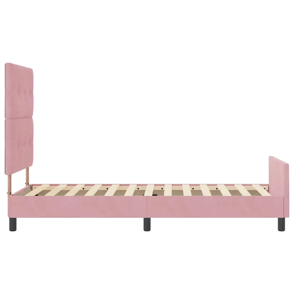 Letto a molle con testiera Rosa 90 x 190 cm Velluto 3344914
