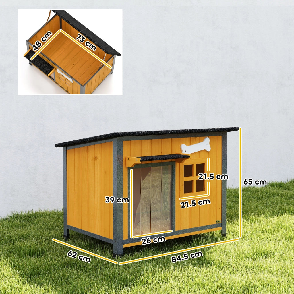 Cuccia per Cani da Esterno in Legno e Acciaio ¨C Minimal ¨C Giallo