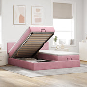 Struttura Letto Pouf con Materassi Rosa 200x200 cm Velluto 3312067