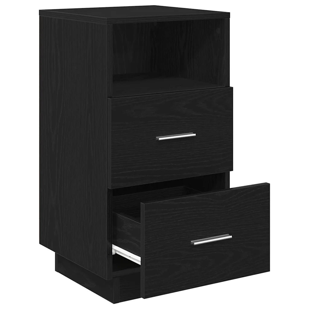 Comodino | Armadio da Notte | Mobiletto da notte con 2 Cassetti Nero 36x36x68 cm