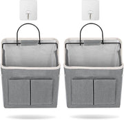 Due borse portatili pieghevoli con 5 contenitori in tela impermeabile a pendente con 2 ganci adesivi per camera da letto cucina bagno