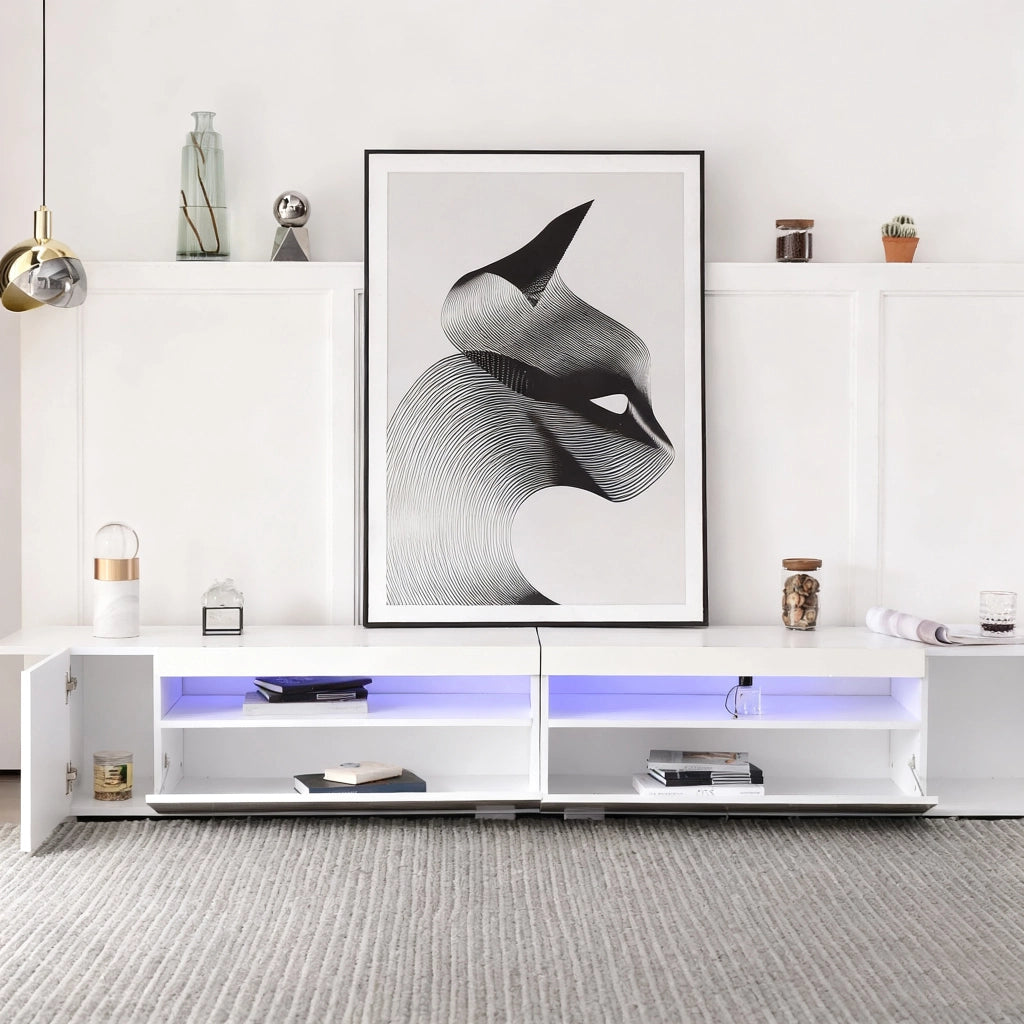Credenza TV bianca in MDF lunghezza 240 cm