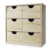 Cassettiera da Tavolo  6 Cassetti 32x32x14 cm in Legno di Pino Massello Naturale