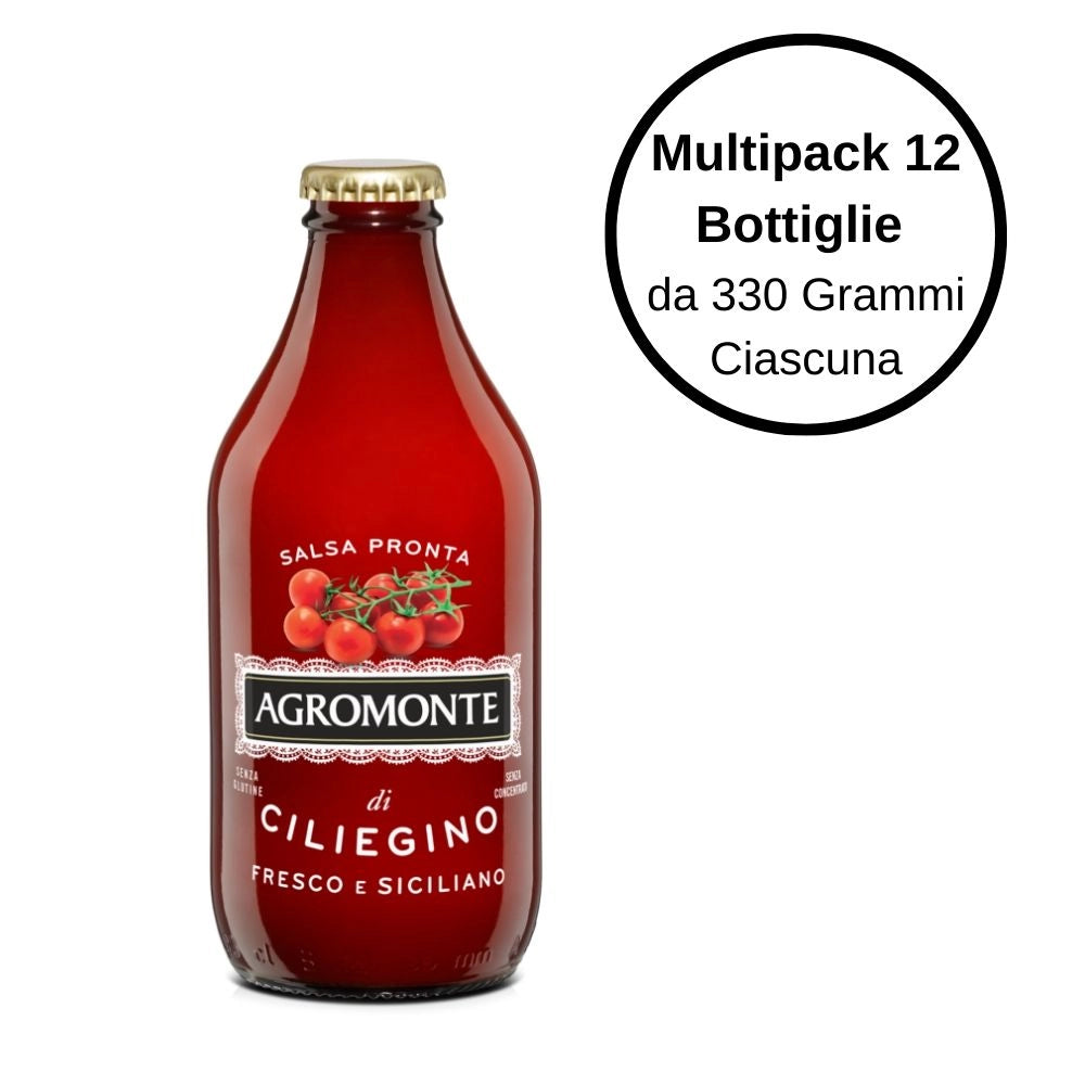 Agromonte salsa pronta di pomodorino ciliegino multipack 12 bottiglie da 330 grammi