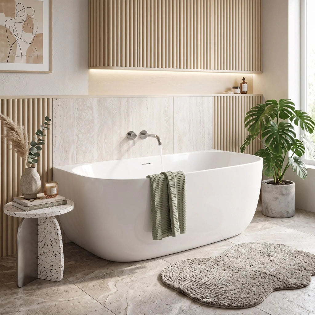 Vasca Bagno A Parete Rea Eris 160cm Copritappo nero