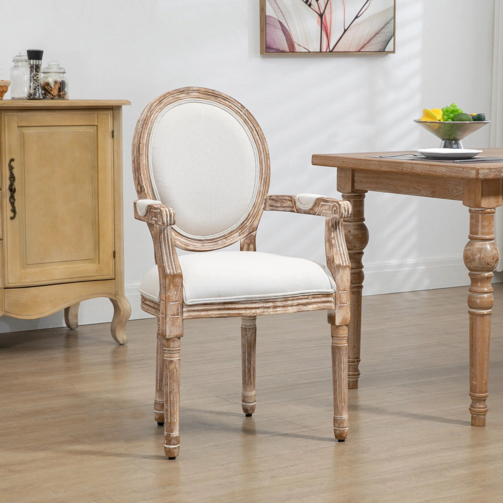 Sedia da pranzo imbottita con braccioli ¨C zephmum ¨C crema e legno