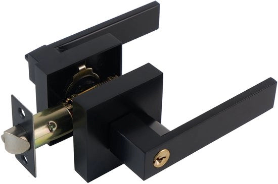 Gancio interno per porta bagno in lega di alluminio triplo blocco, stile 2, universale, quadrato, slot vintage, nero