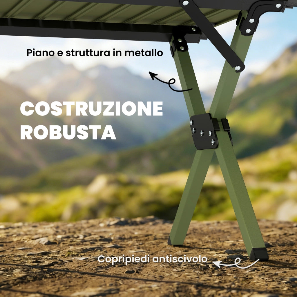 Tavolo pieghevole da giardino ¨C Minimal ¨C Legno e metallo, 116 cm